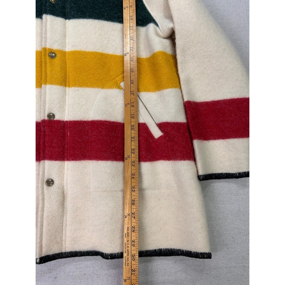 Vintage Woolrich Woman's Large Wool Blend Hooded Stripe Coat Multi Color USA - Picture 4 of 8